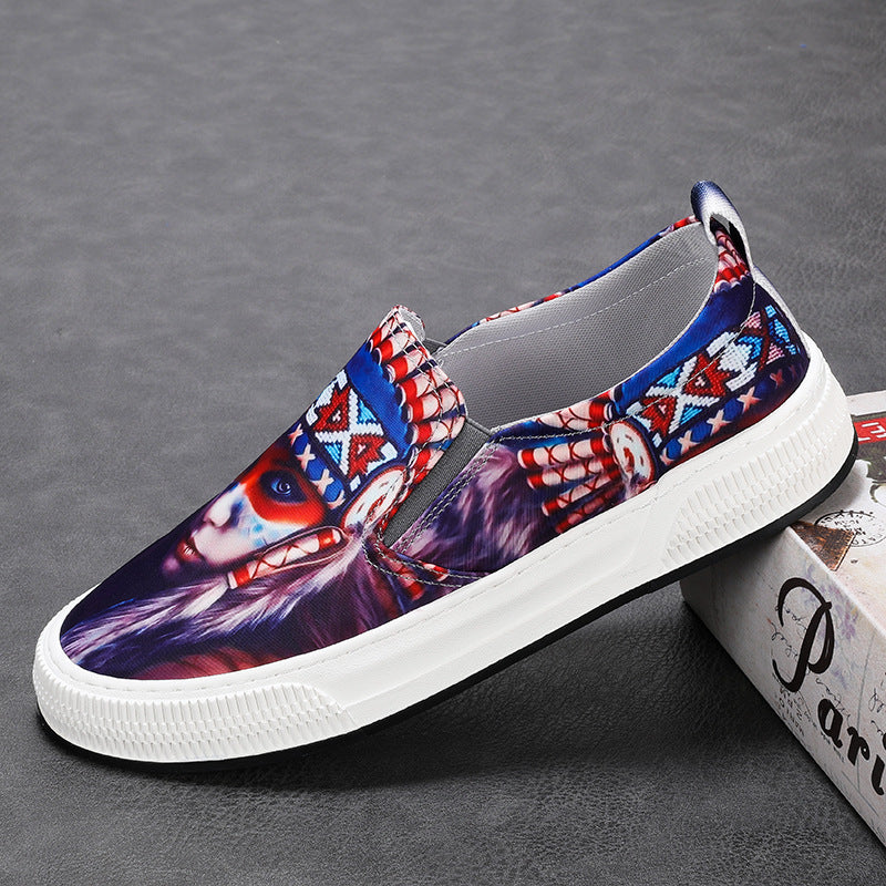 Men's Cloth Breathable Slip-on Lazy National Style Canvas Shoes