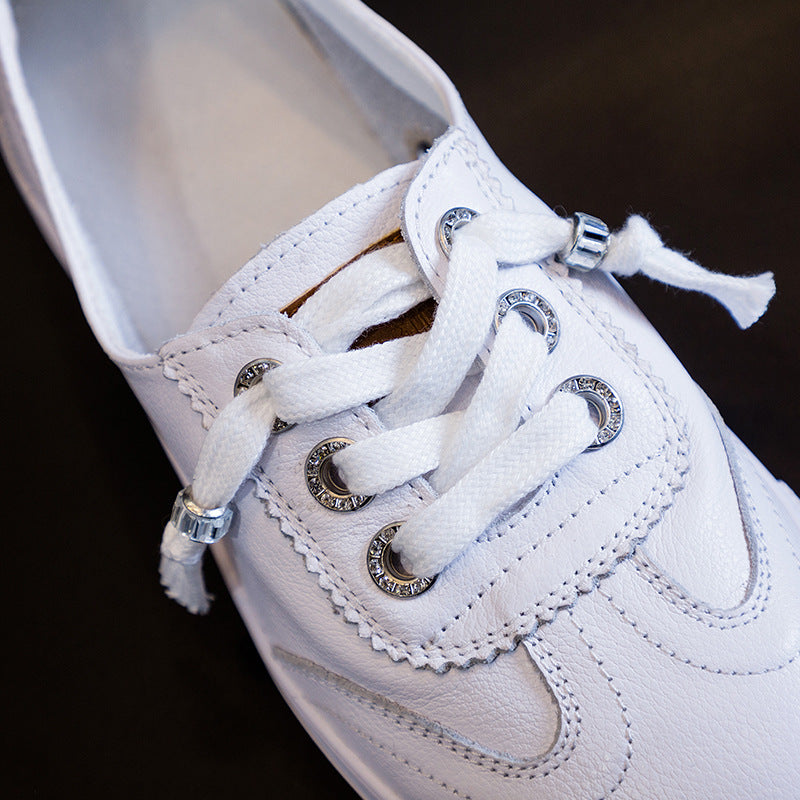 Women's Low-cut White Korean Style Flat Plus Men's Shoes