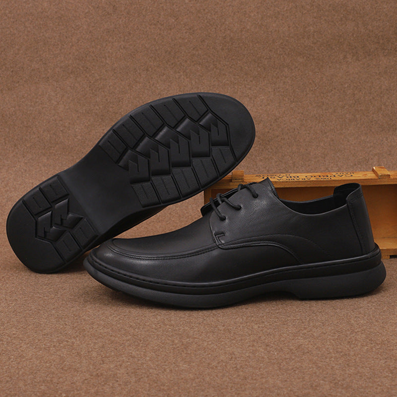 Men's Summer Breathable Lace Up Big Head Leather Shoes