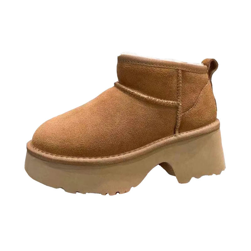 Women's Platform Mermaid Wedge Heightening Thickening Wool Boots