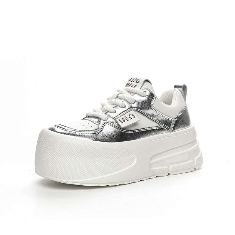 Women's Platform White Heightened Spring Soft Bottom Casual Shoes