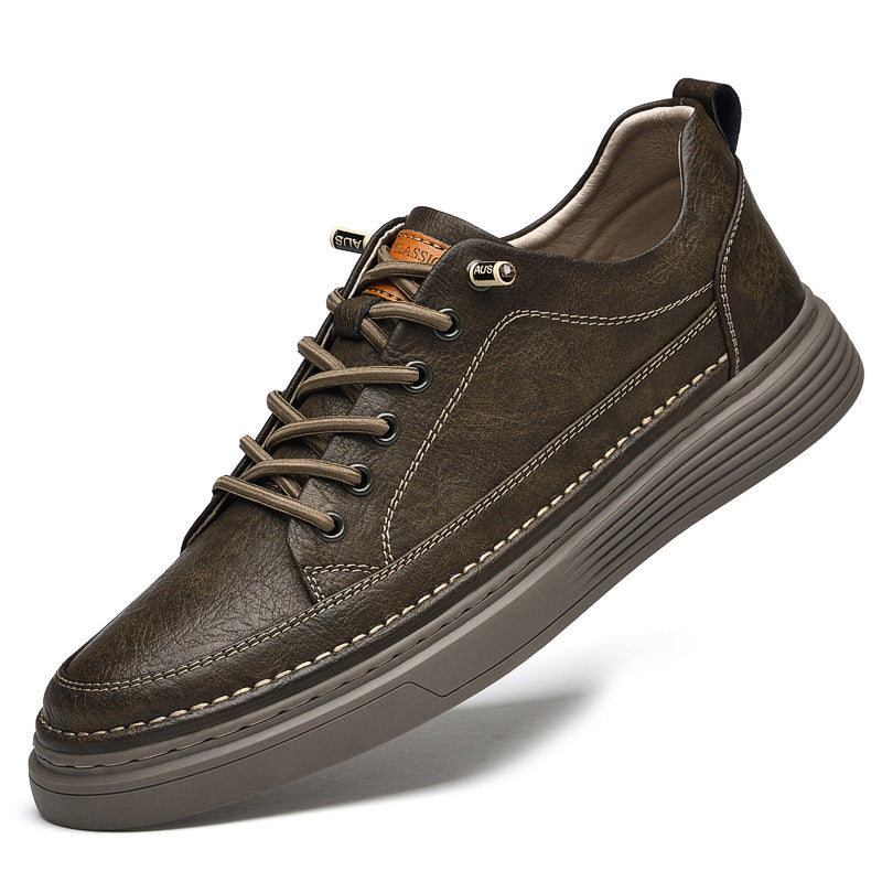 Unisex Cowhide Surface Breathable Hole Handmade Leather Shoes