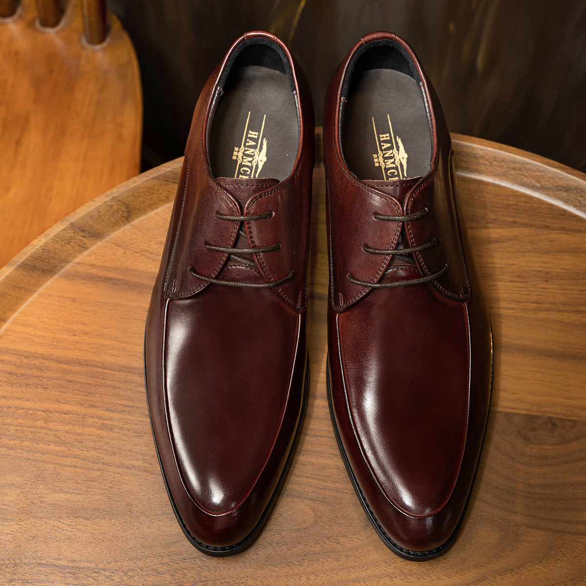 Men's Korean Business Lace Formal Wear Calf Leather Shoes