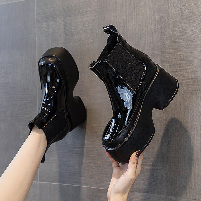 Women's Insole Chelsea Chunky Square Toe Vintage Boots