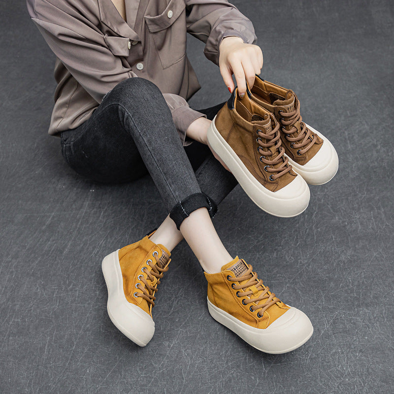 Women's Top Layer Cowhide Platform Short Autumn Boots
