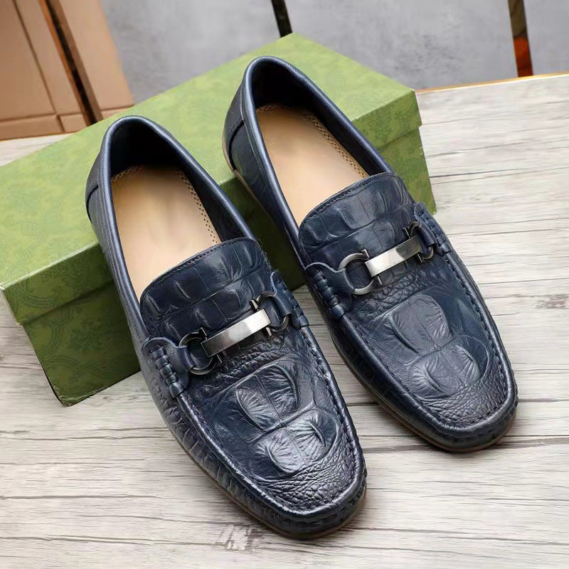 Men's Summer Breathable Genuine Slip-on Pumps Retro Casual Shoes