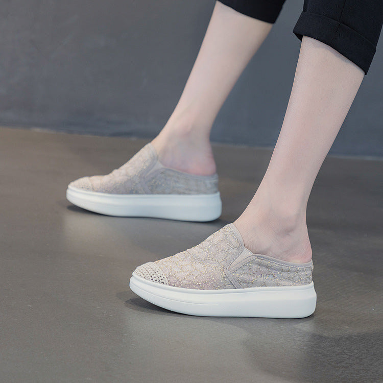 Women's Summer Lace Mesh Breathable Lightweight Small Slippers