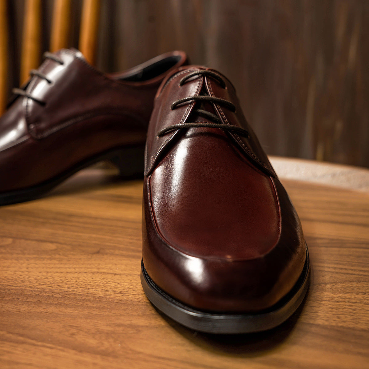 Men's Korean Business Lace Formal Wear Calf Leather Shoes