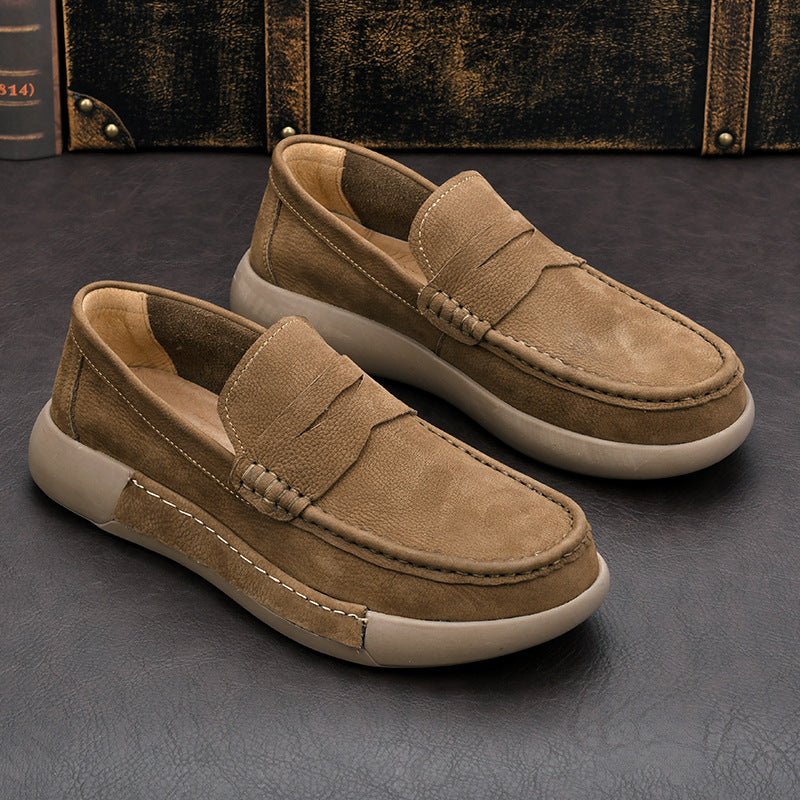 Men's Breathable Comfortable Lazy First Layer Cowhide Leather Shoes