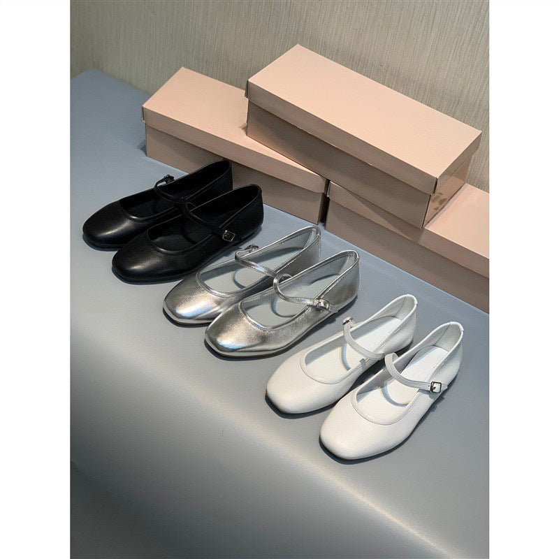Women's Mary Jane Ballerina Flats Buckle Shallow Mouth Women's Shoes