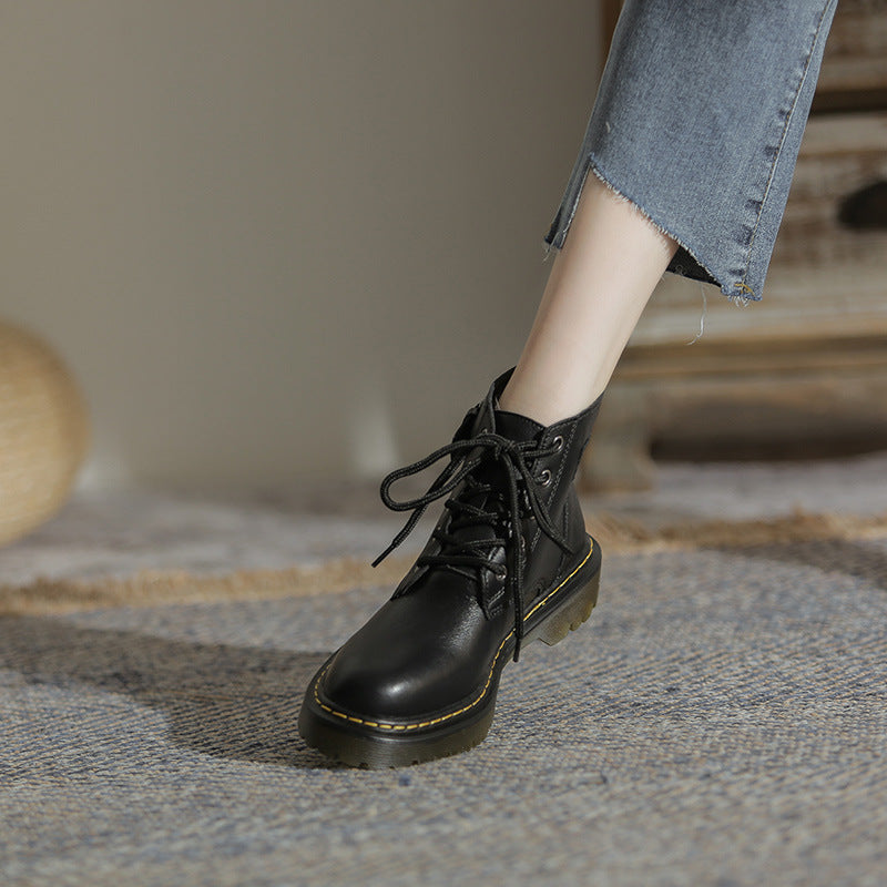 Women's Summer Thin Flat Ankle Fleece-lined Short Boots