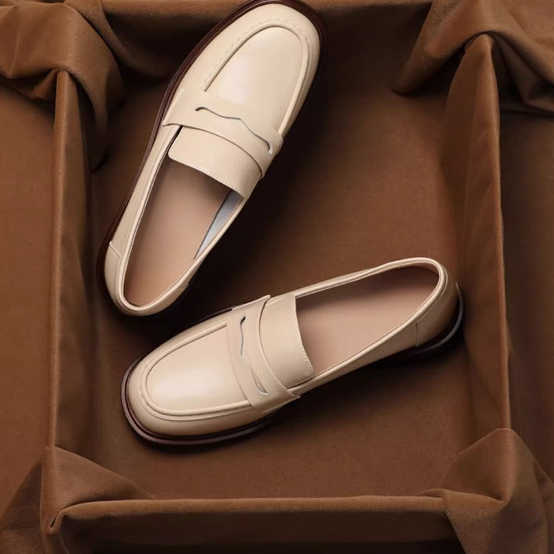 Women's Real Soft Spring Pumps Retro Chunky Loafers