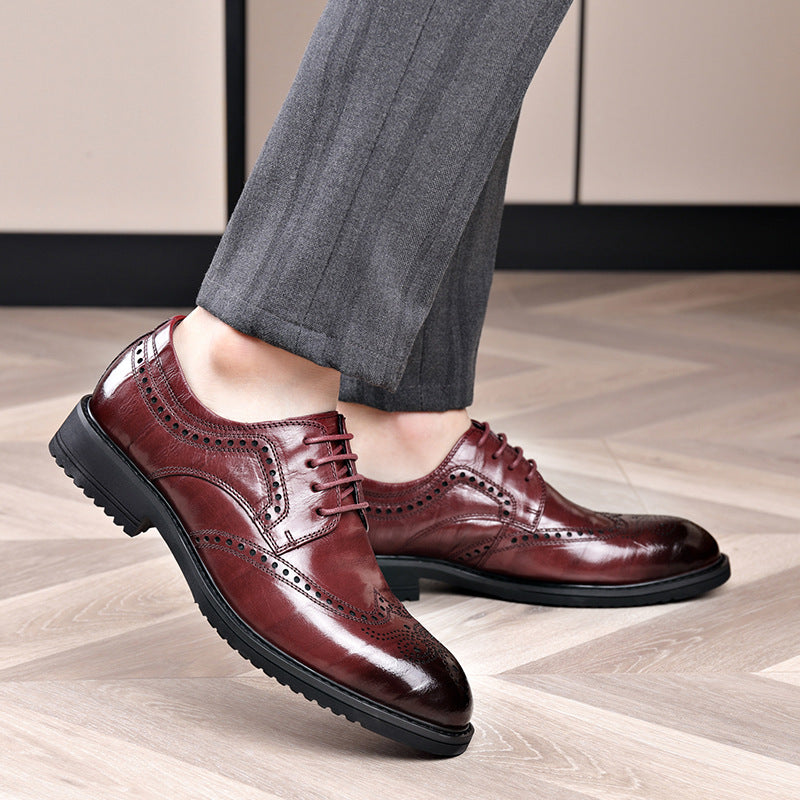 Men's Wear First Layer Calf Business Black Leather Shoes