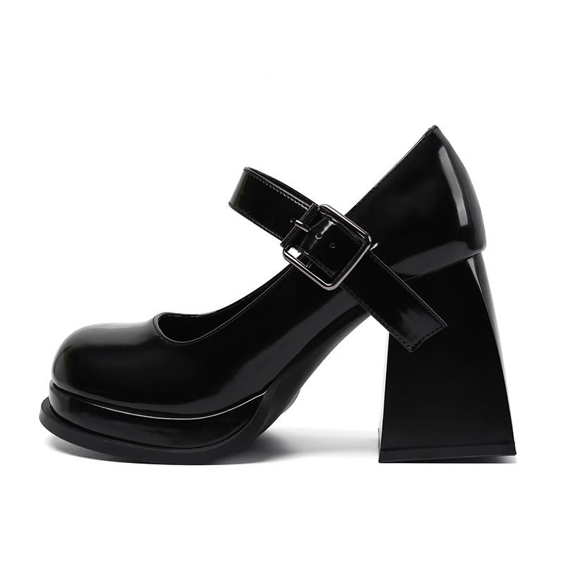 Women's Spring Vintage Mary Jane Chunky Black Single-layered Small Women's Shoes