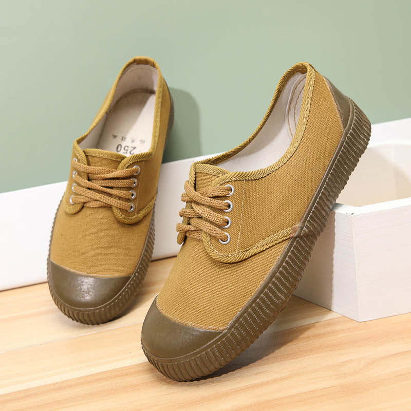 Men's Military Training Liberation Yellow Rubber Vulcanized Canvas Shoes