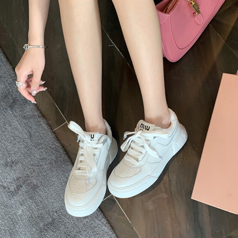 Women's Thick Bottom Lace Up Shallow Mouth Casual Shoes