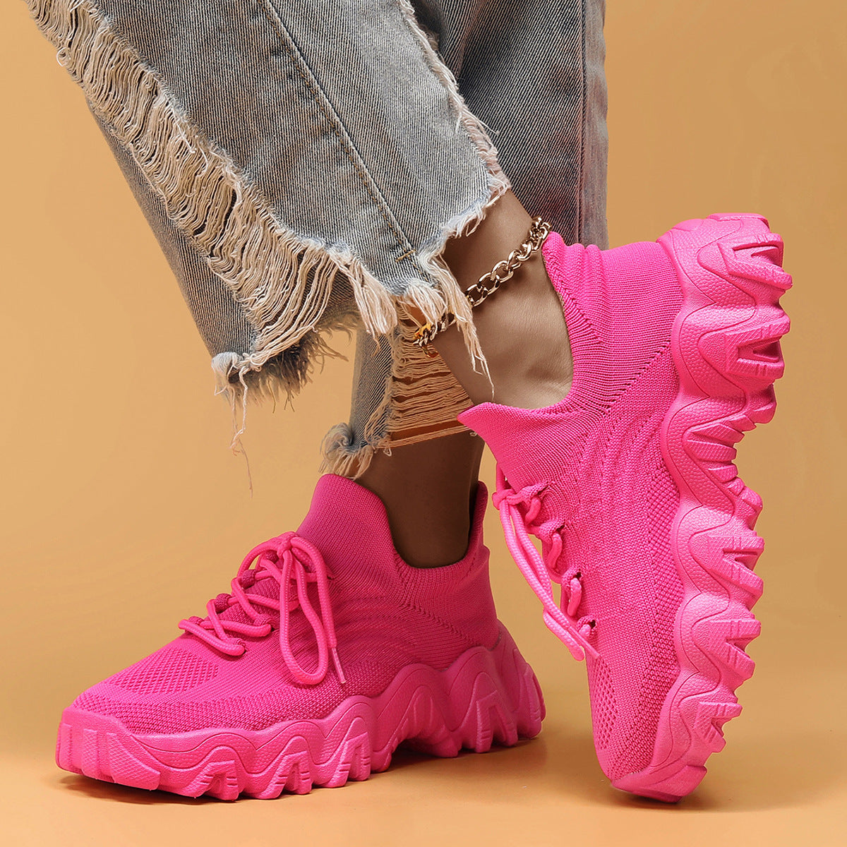 Women's Plus Size Sports Breathable Socks Slip-on Casual Shoes
