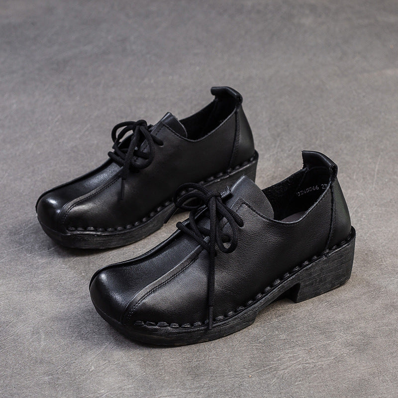 Women's & Men's Shu Autumn Front British Style Top Layer Cowhide Retro Men's Shoes