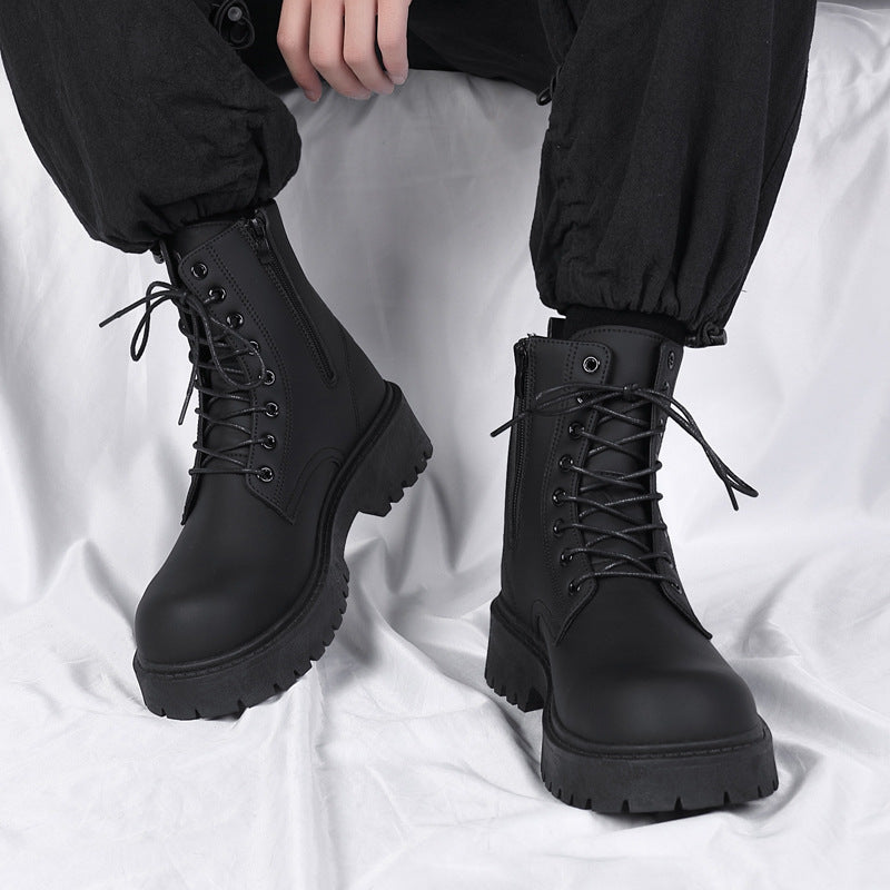 Men's Autumn Black British Style Motorcycle Worker Boots