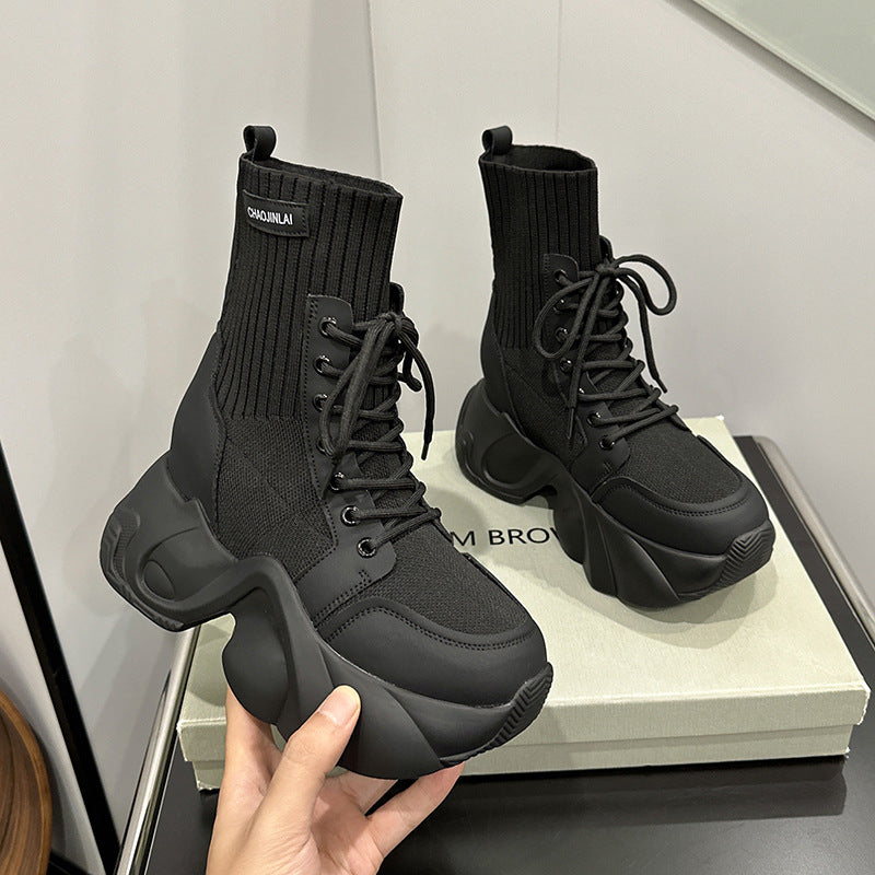 Women's For Flying Woven Elastic Socks Thick Sneakers