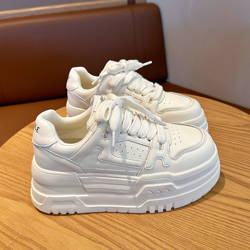 Women's Genuine Platform White Good-looking Hight Increasing Sneakers