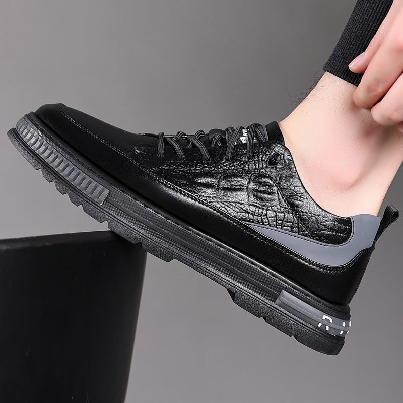 Men's Invisible Inner Height Increasing White Casual Shoes