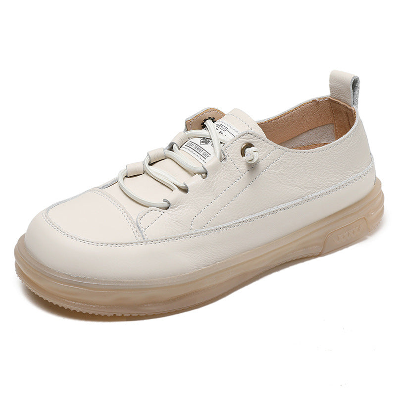 Women's Bottom Light White Summer Maternity Cowhide Casual Shoes