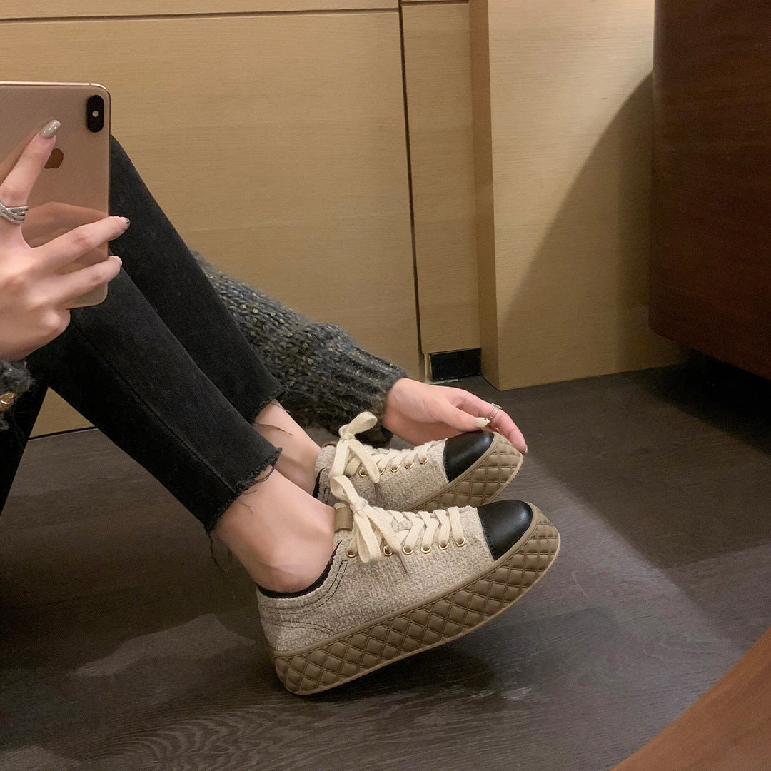 Women's Classic Style Hand-woven Thick Bottom Dirty Sneakers