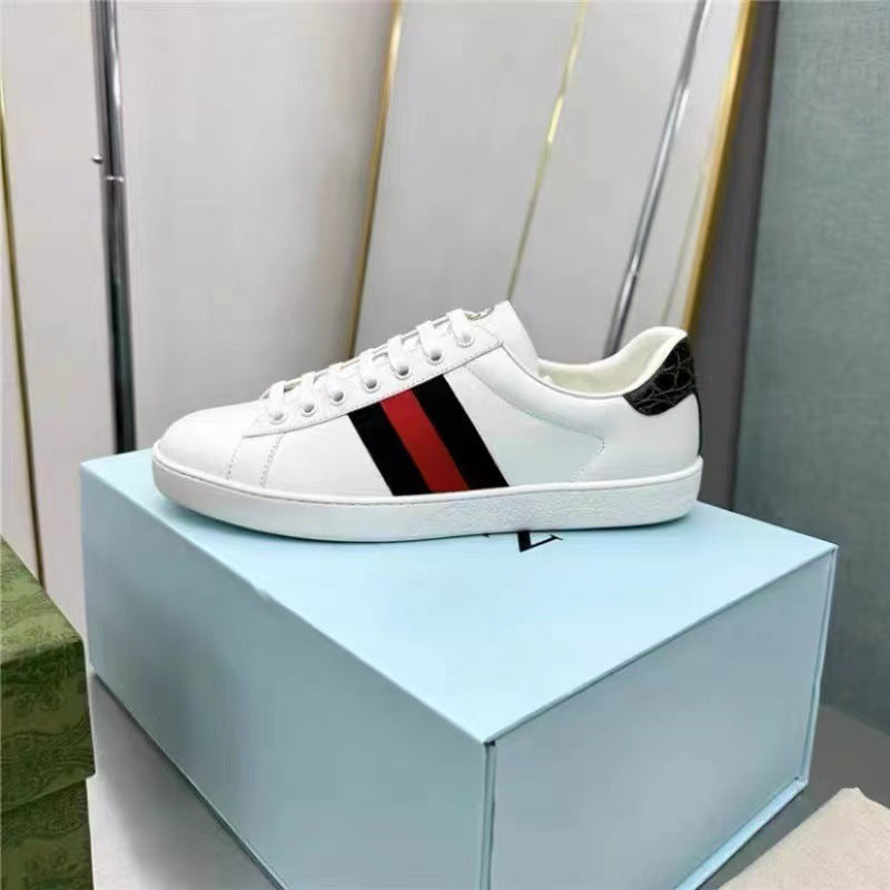 Women's & Men's Embroidered Genuine Bee White Sports Love Casual Shoes