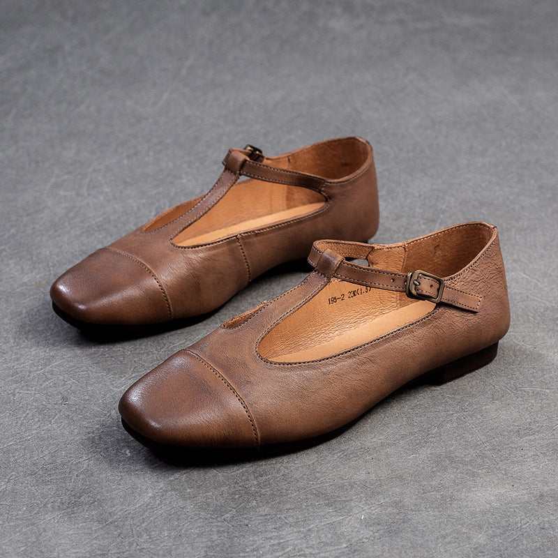 Women's Retro Style Square Head French Temperament Casual Shoes