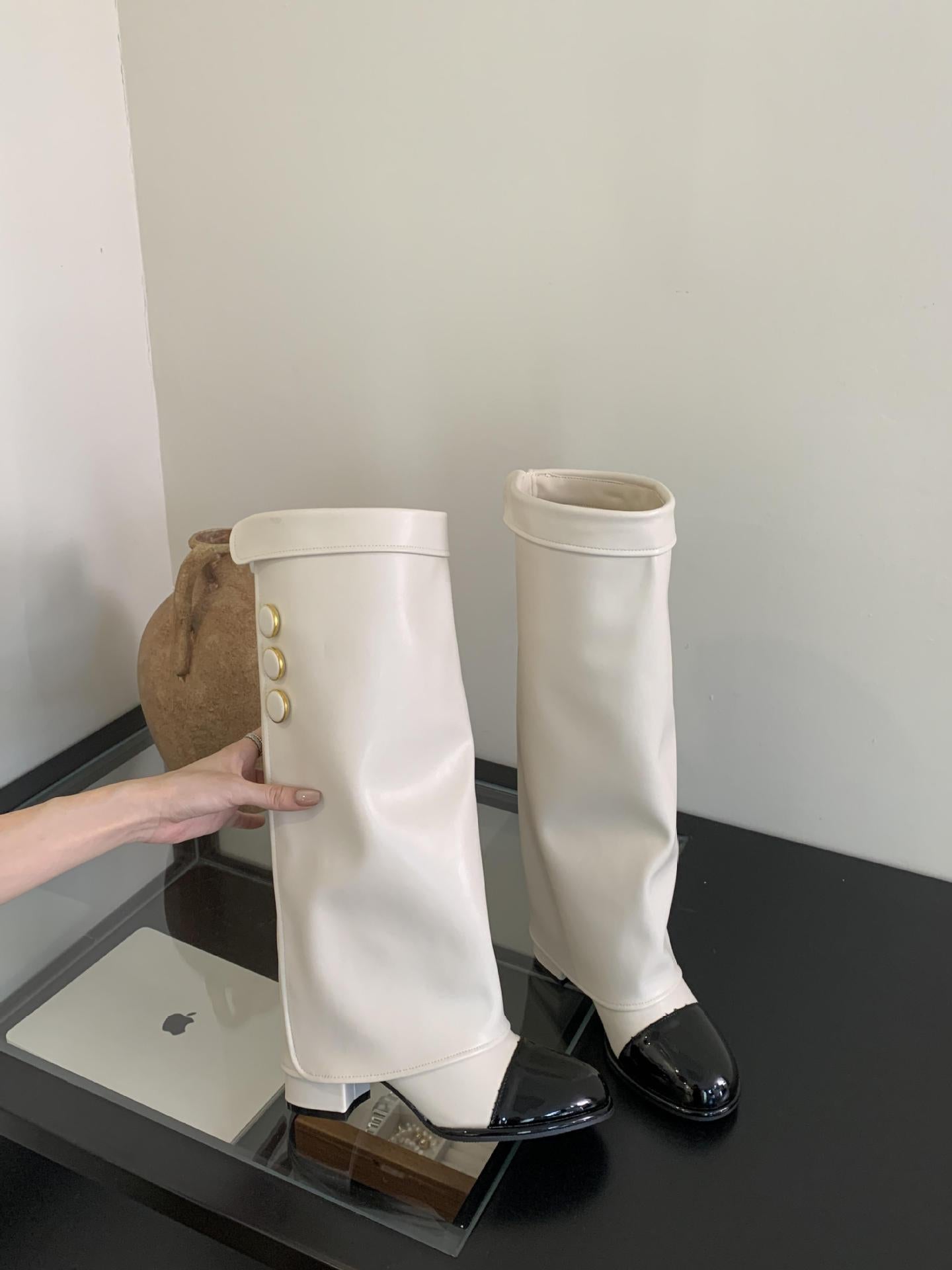 Women's Style Round Toe Knight Elegant Chunky Boots