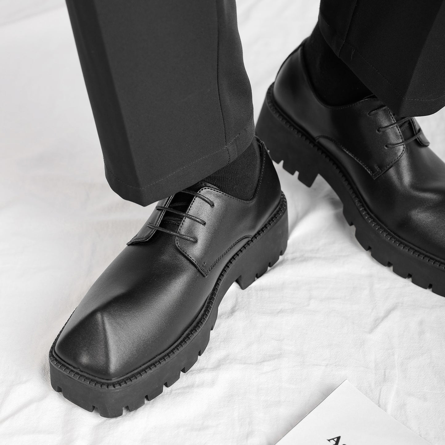 Men's Sole Height Increasing Versatile Green Little Leather Shoes