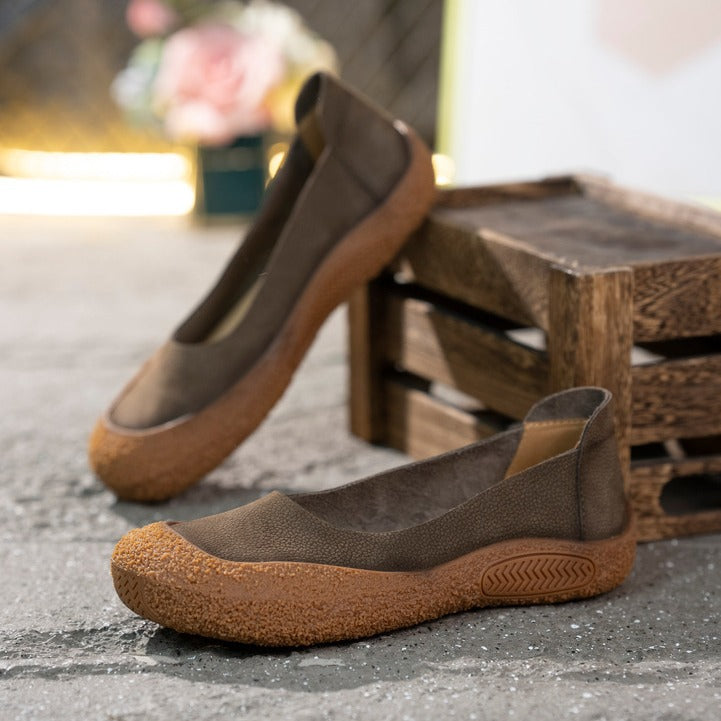 Women's Layer Cowhide Retro Closed Toe Comfortable Casual Shoes