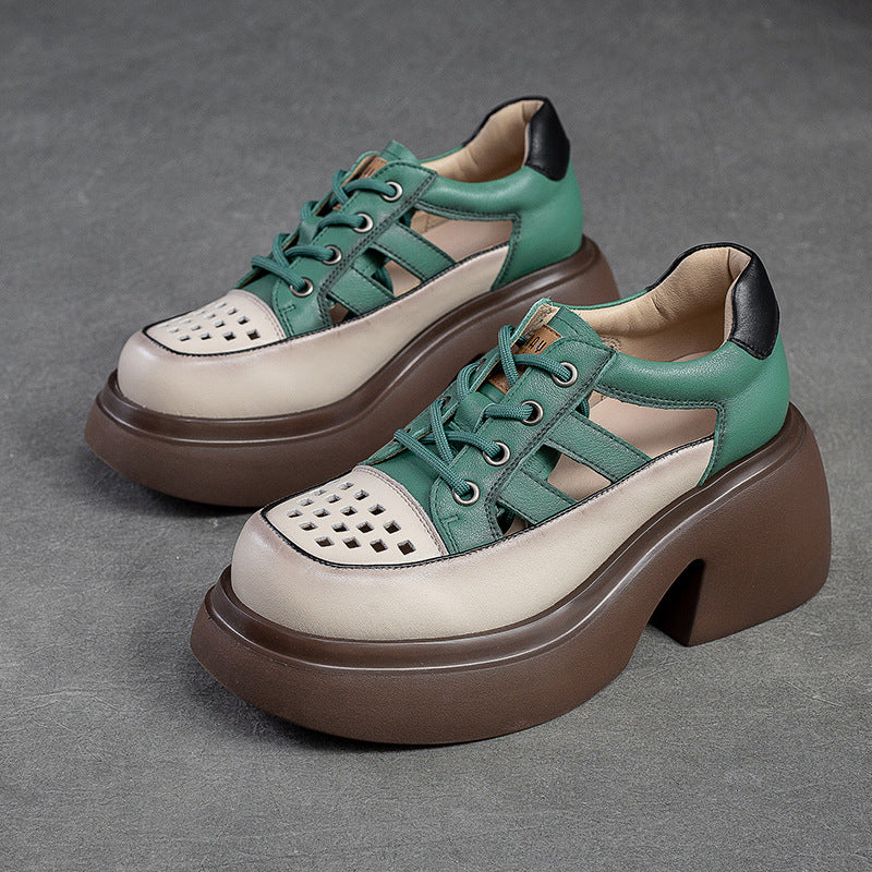 Women's & Men's Hollow Hole Front Color Matching Round Sandals