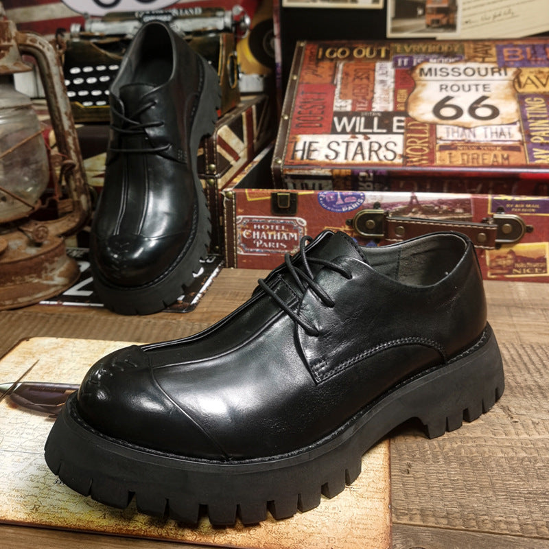 Men's Handmade Top Layer Cowhide Thick Bottom Casual Shoes