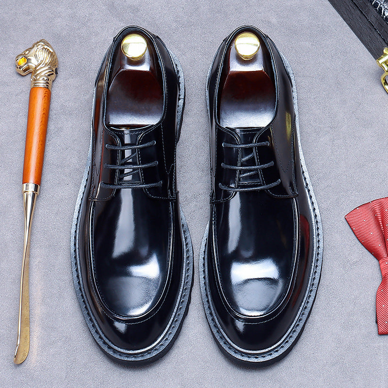 Men's Automatic Distribution Exclusive Genuine Business Derby Leather Shoes