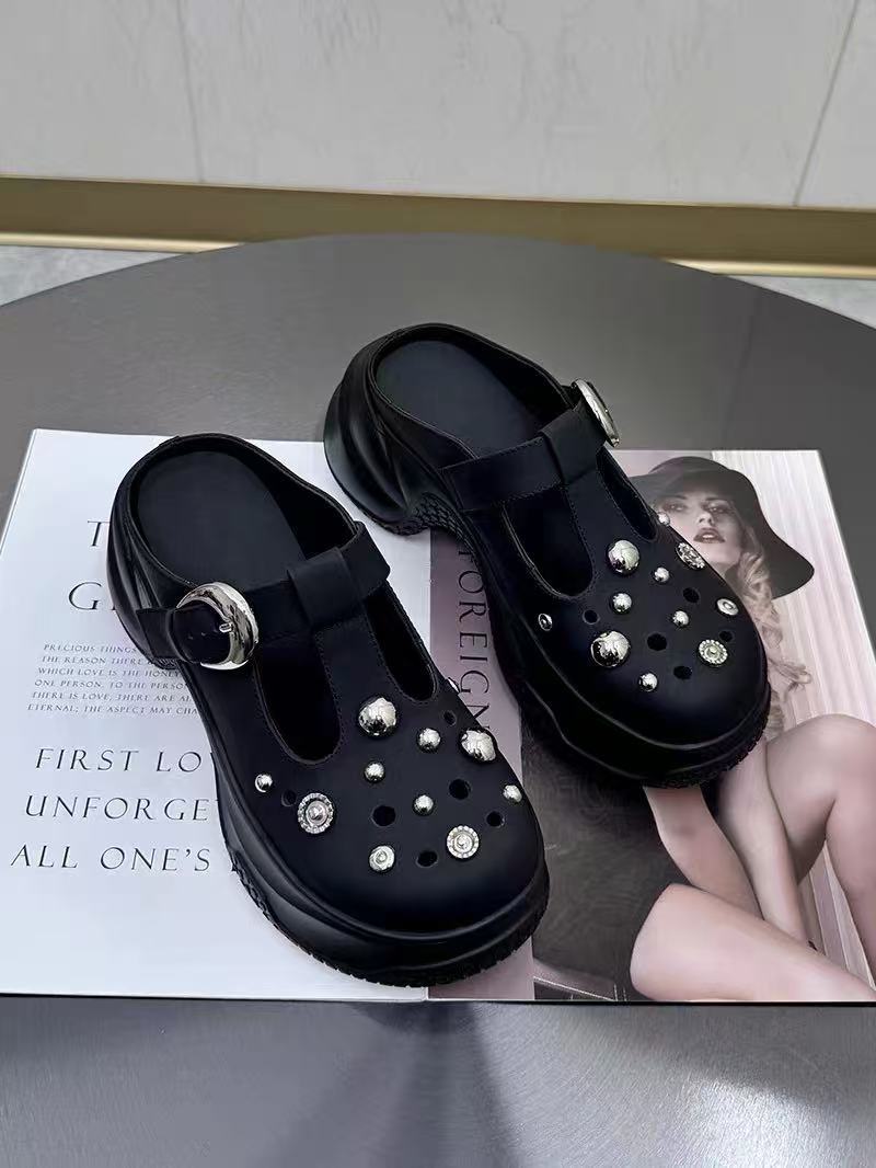Women's Rhinestone Slip-on Summer Thick-soled Beach Outdoor Women's Shoes