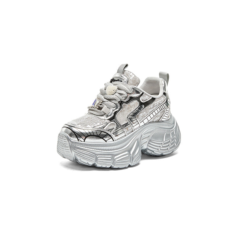 Women's Breathable Mesh Thin Platform Height Increasing Sneakers
