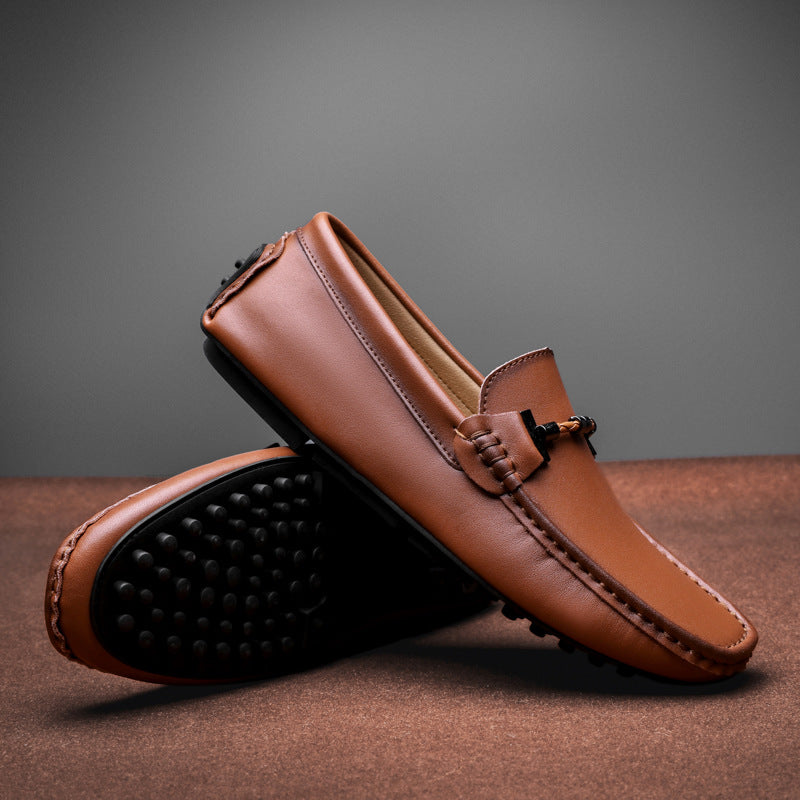 Men's Spring Plus Size Fashionable Trendy Slip-on Leather Shoes