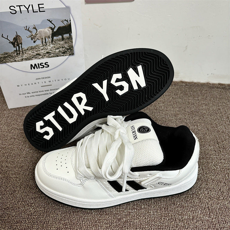 Women's & Men's Niche Retro Matte Black Bread Super Popular Korean Sneakers