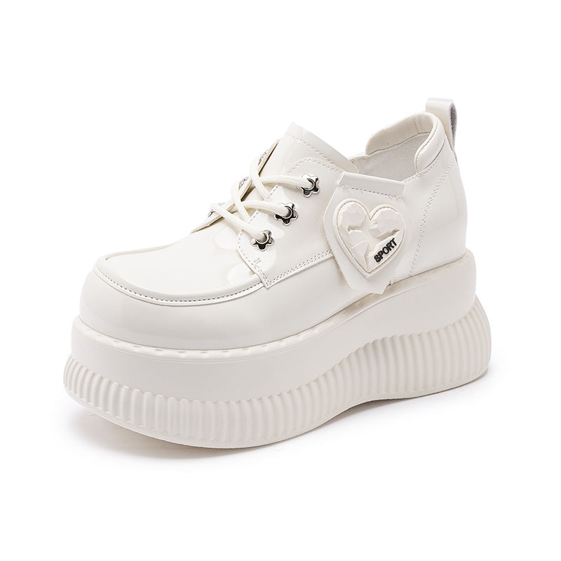 Women's Platform Spring British Style Height Increasing Leather Shoes