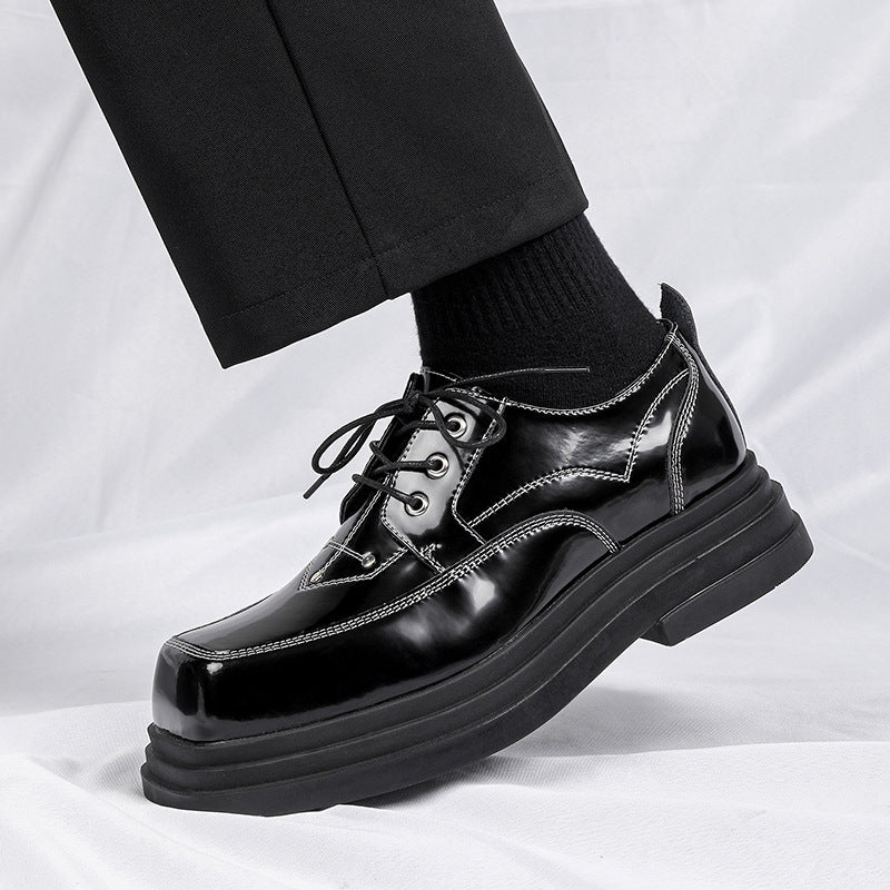 Men's Niche Personalized Genuine Slit Beads Korean Leather Shoes