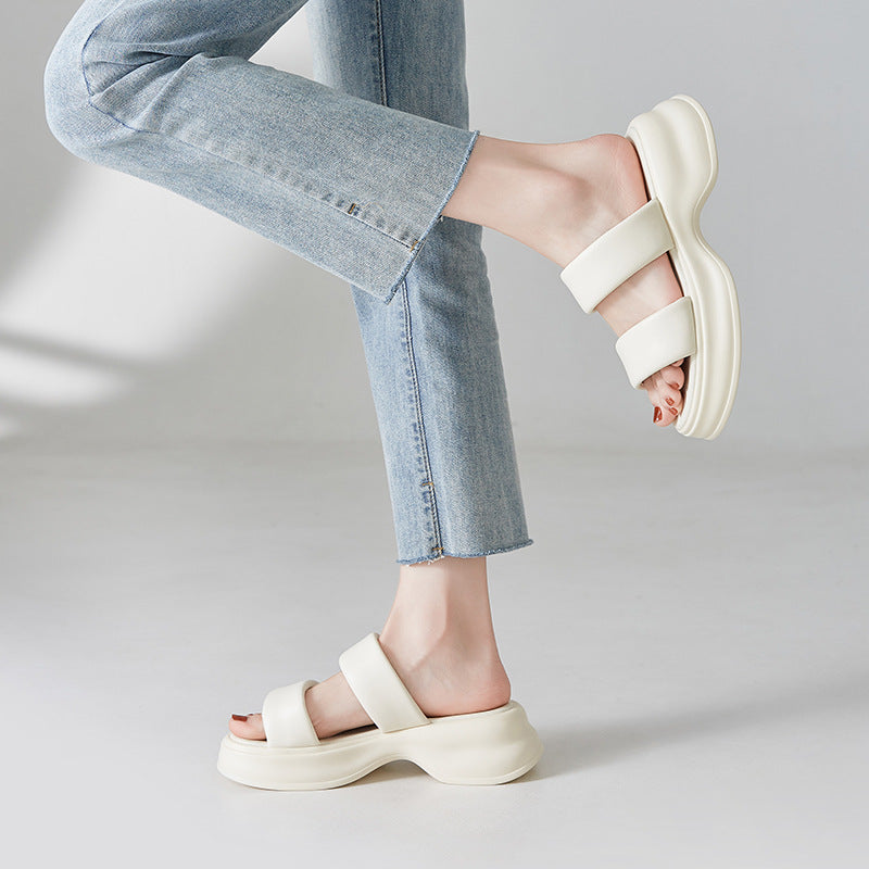 Women's Fashionable Beach Platform Simple For Outerwear Slippers