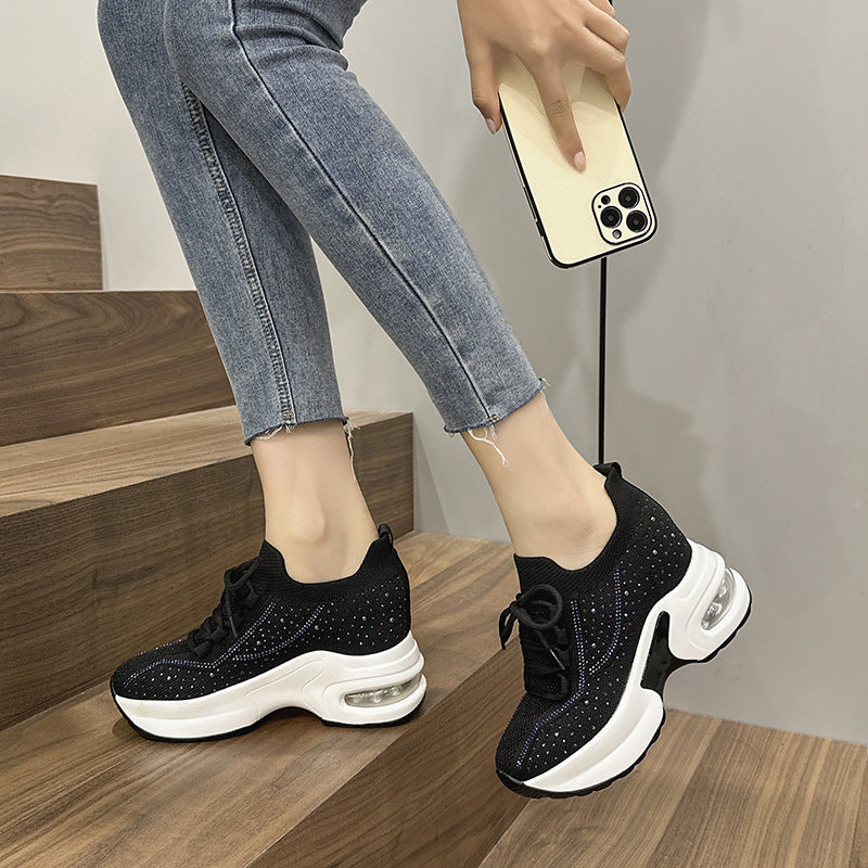 Women's Summer Breathable Mesh Surface Height Increasing Insole Casual Shoes