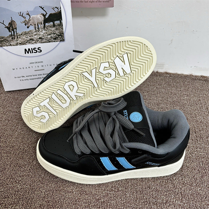 Women's & Men's Niche Retro Matte Black Bread Super Popular Korean Sneakers