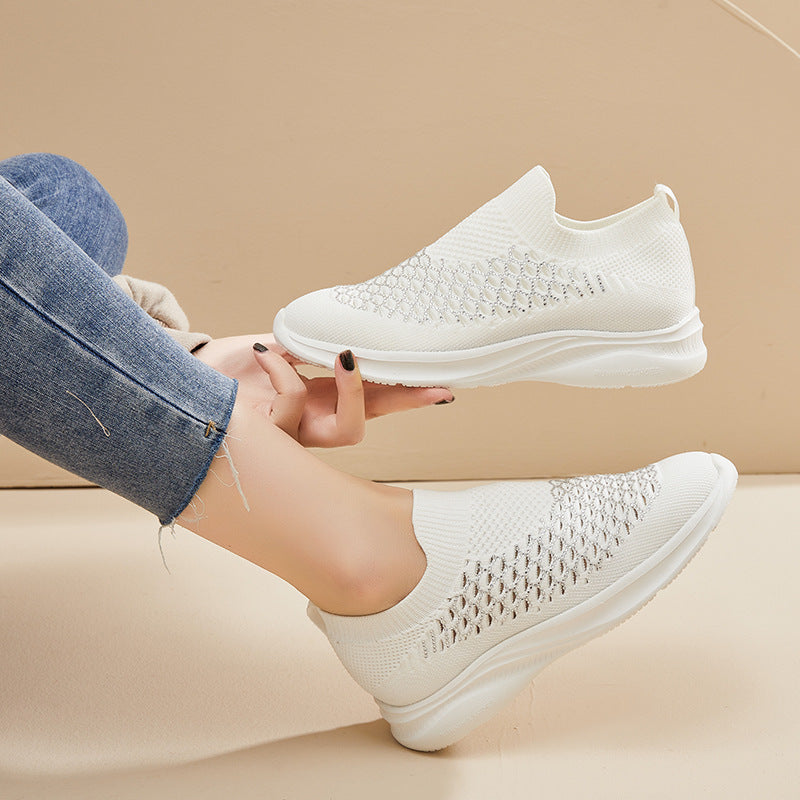 Women's Summer Flying Woven Breathable Mesh Slip-on Sneakers