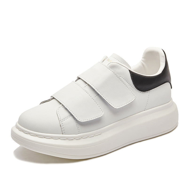 Thick Bottom Velcro White Autumn Microphone Casual Shoes