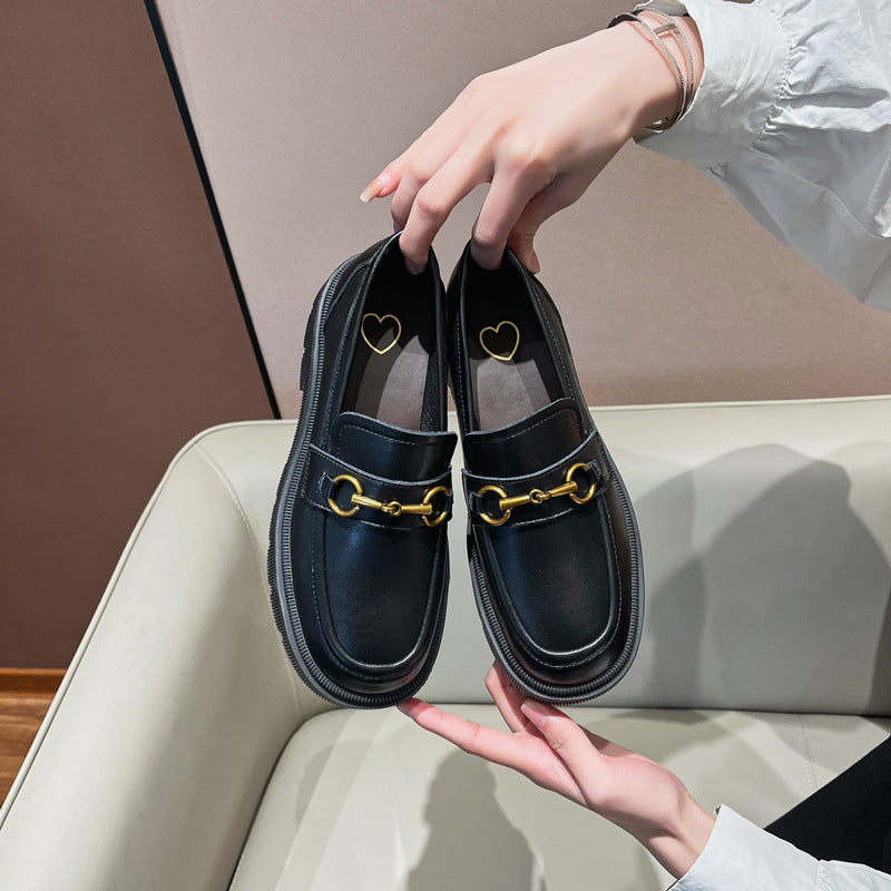 Women's Genuine Platform Spring Stylish British Style Leather Shoes