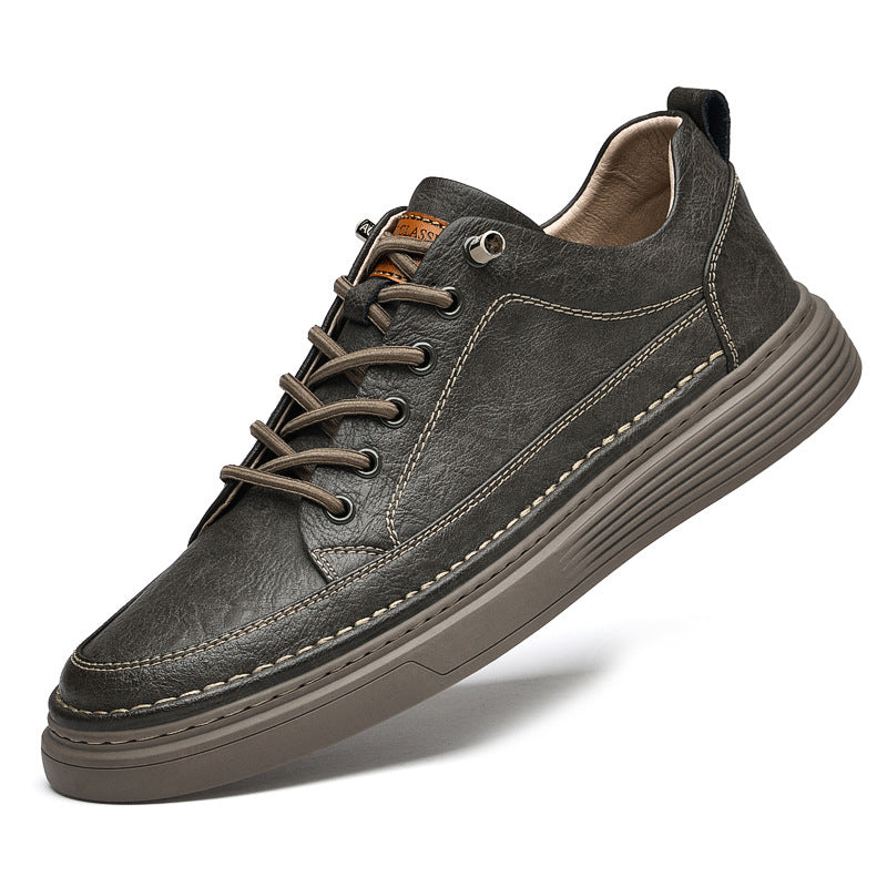 Unisex Cowhide Surface Breathable Hole Handmade Leather Shoes