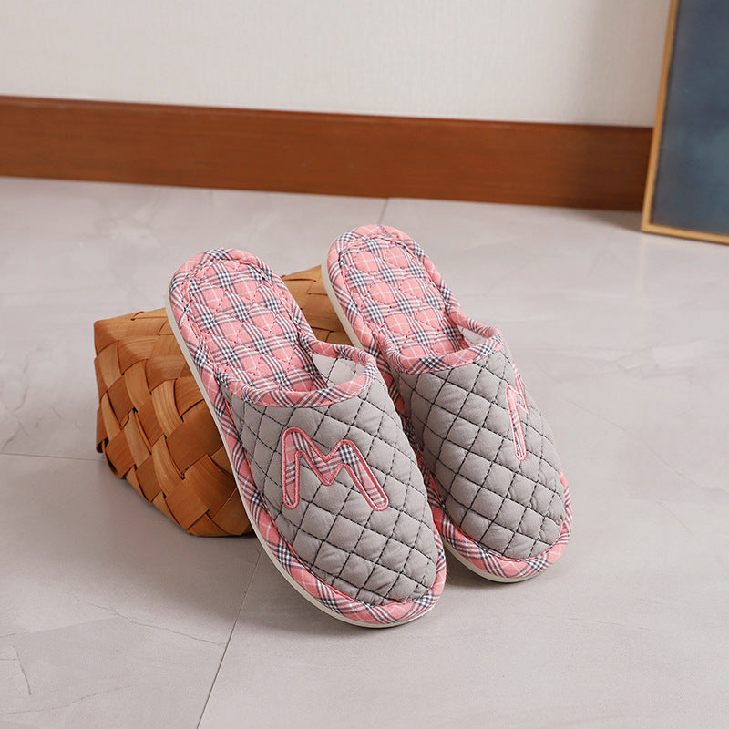 Cotton Fabrics Platform Plus Mute Couple Indoor Home Floor House Slippers
